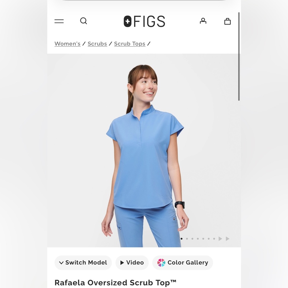 Figs Women's Ceil Blue Scrub Top